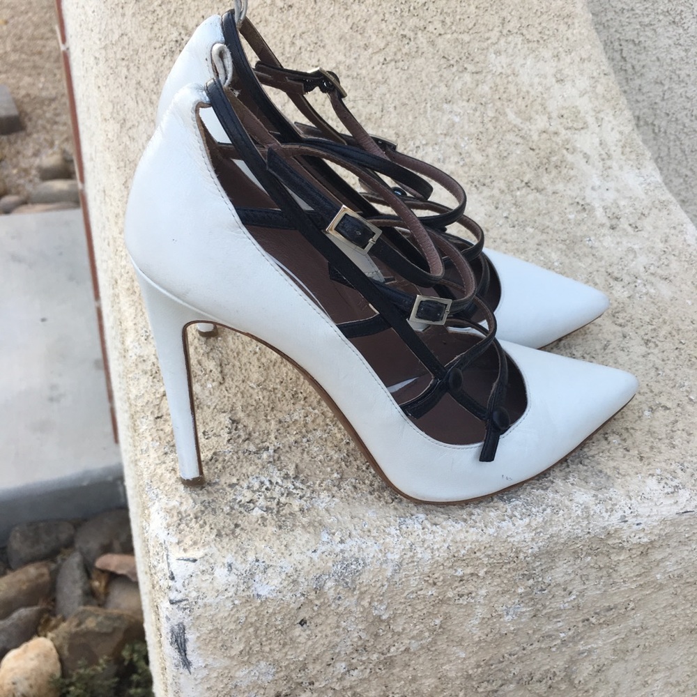 Tabitha Simmons color white/black cage pumps 38.5